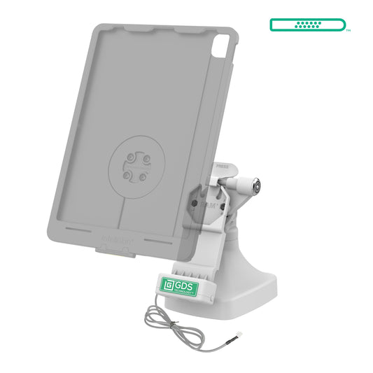 RAM Mounts GDS key-locking tilt and swivel dock with PoE and two USB-A ports for IntelliSkin tablets with Uni-Conn adapter in grey – alternative view
