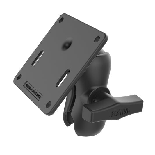 RAM Mounts short C-size double socket arm with 75 × 75 mm VESA plate – product photo