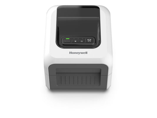 Honeywell PC42E-D 4-inch direct thermal desktop label printer, white, 203 dpi (PC42EDW020200) – front view, white