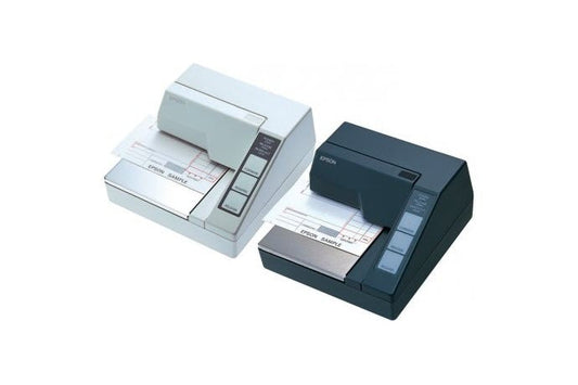 Epson TM-U295 impact dot matrix slip printer, dark grey, serial (C31C163292) – both colour versions