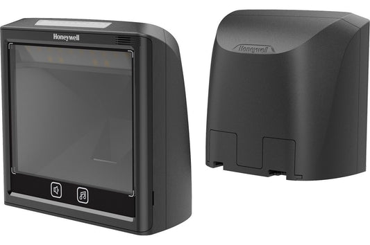 Honeywell Solaris XP 7990g vertical presentation scanner, black (7990G-2USBC-1) – front and rear view