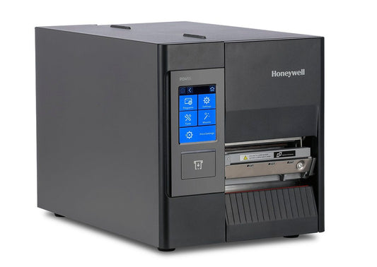 Honeywell PD45S1F industrial label printer, 3.5-inch colour touchscreen, tear bar, 203 dpi, thermal transfer (PD45S1FE010000200) – angled right view