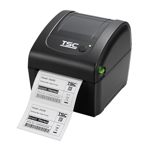 TSC DA310 4-inch direct thermal desktop label printer, 300 dpi, USB, black (99-158A002-0002) – front view