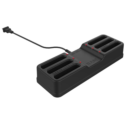 RAM Mounts 6-port multi-device charging dock for Samsung Galaxy XCover Pro in OtterBox uniVERSE case – alternate angle view