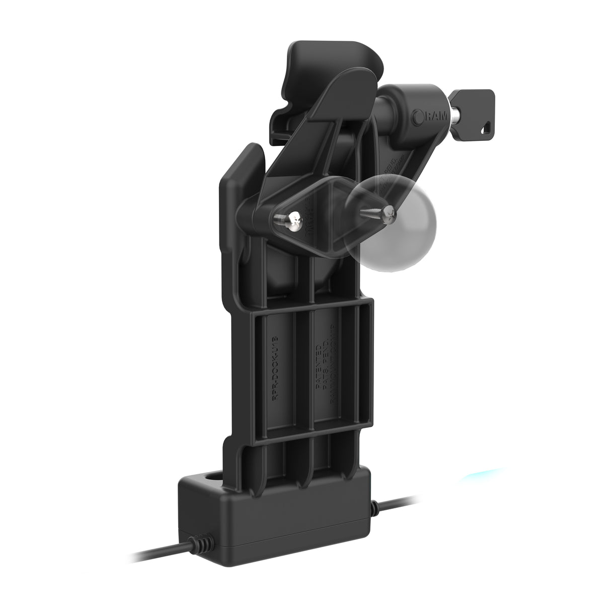 RAM Mounts GDS Uni-Conn left-locking tablet dock + USB-C with release lever – another angle