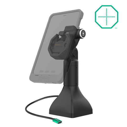 RAM Mounts GDS 7-inch key-locking pedestal dock with USB-C for IntelliSkin Thin-Case tablets with rear pogo pads – alternative view