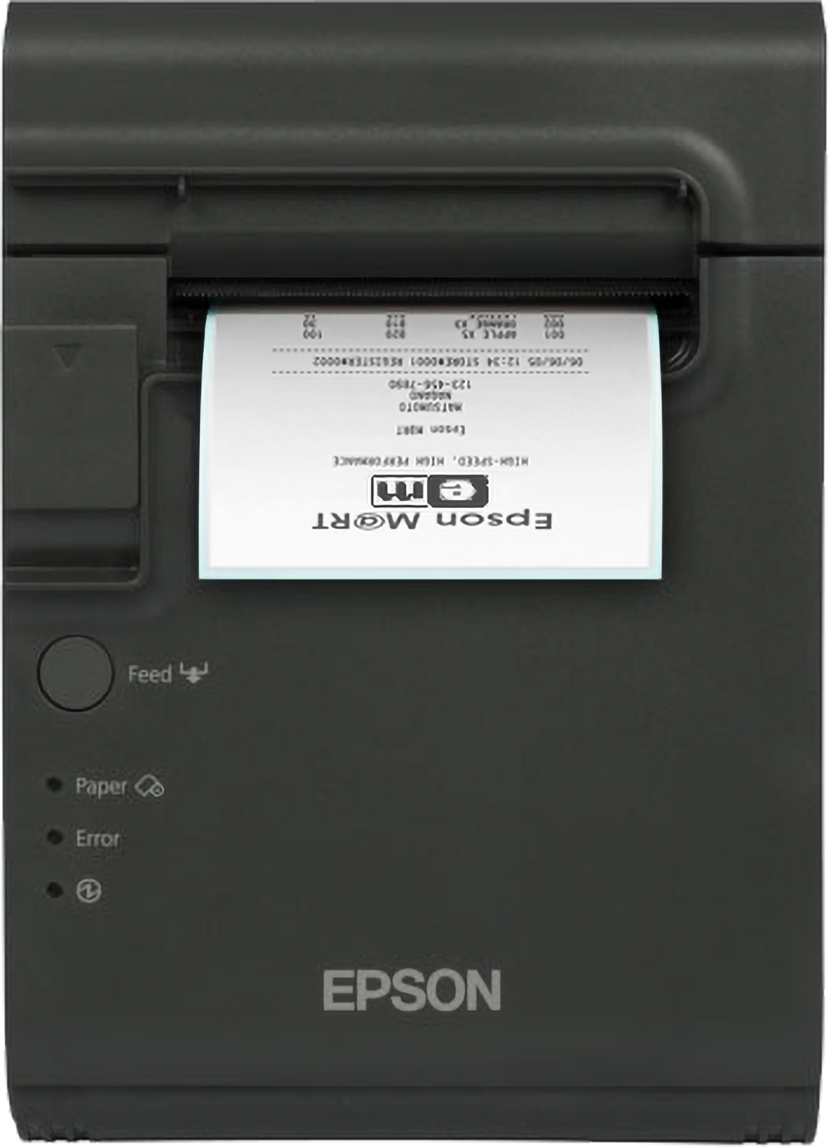 Epson TM-L90 thermal label and receipt printer, dark grey, serial + USB (C31C412412) – front view