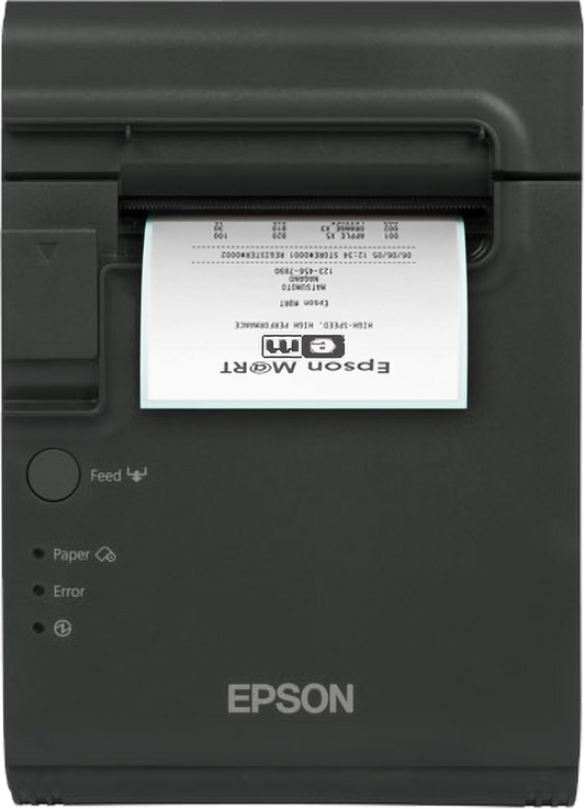 Epson TM-L90 thermal label and receipt printer, dark grey, serial + USB (C31C412412) – front view