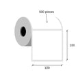 Paper thermal transfer labels 100x100 / 500 pcs, 40 g, semi gloss, acrilic adhesive, 1 row, an external coil, white, rounded corners