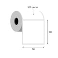 Thermal transfer labels 50x80 / 500 pcs, 40 g, semi-gloss acrylic adhesive 1 row an external coil white color rounded corners