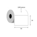 Paper thermal transfer labels 50x35 / 1000 pcs, 40 g, eco acrilic glue, an external coil, white, corners rounded