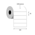 Paper thermal transfer labels 100x25 / 1000 pcs, 40 g, semi-gloos, acrilic adhesive, 1 row, an external coil, yellow, rounded corners