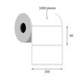 Thermal transfer labels 100x60 / 1000 pcs, 40 g, matt acrylic adhesive white 1 row