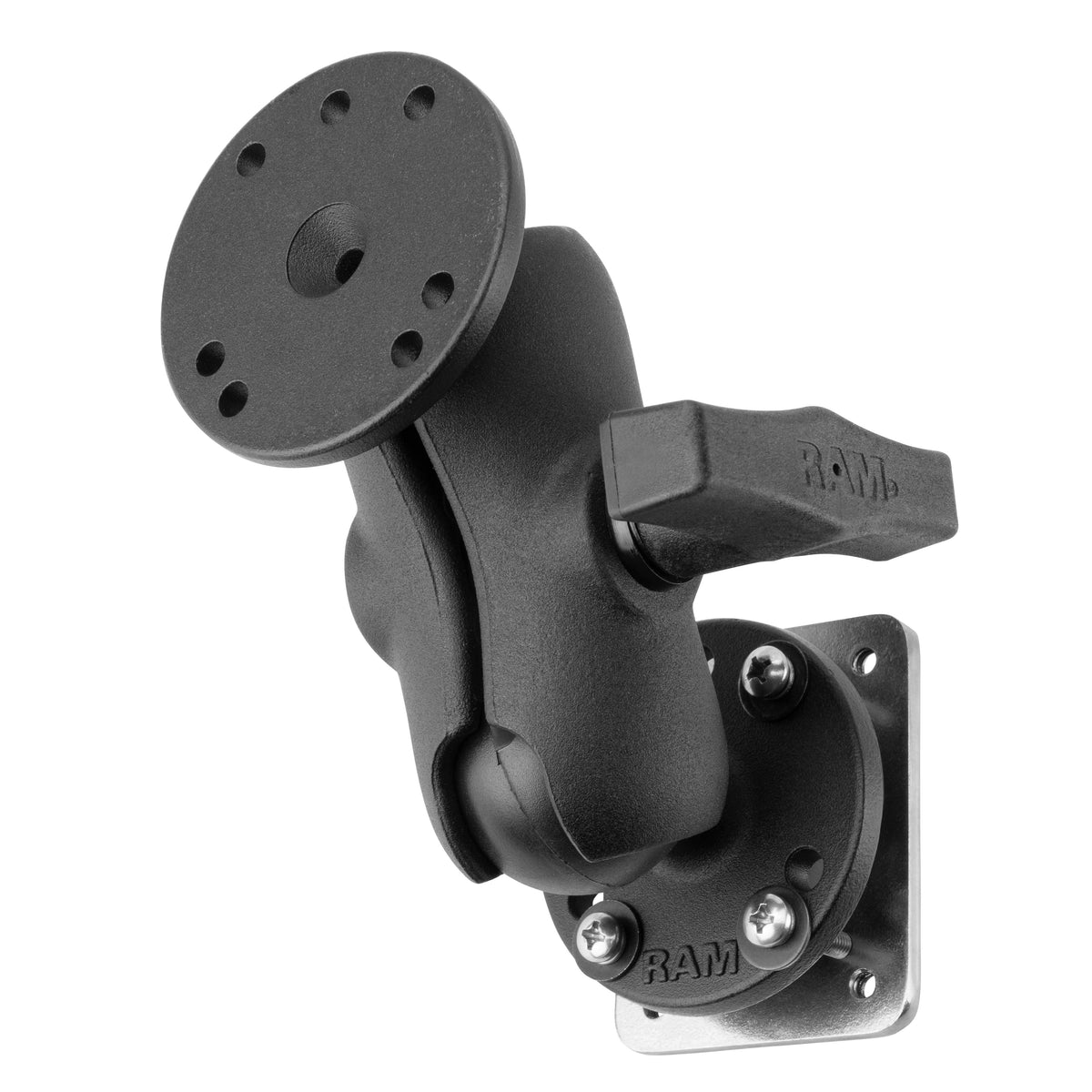 RAM Mounts drill-down dashboard mount with steel backing plate, C-size short arm – product photo