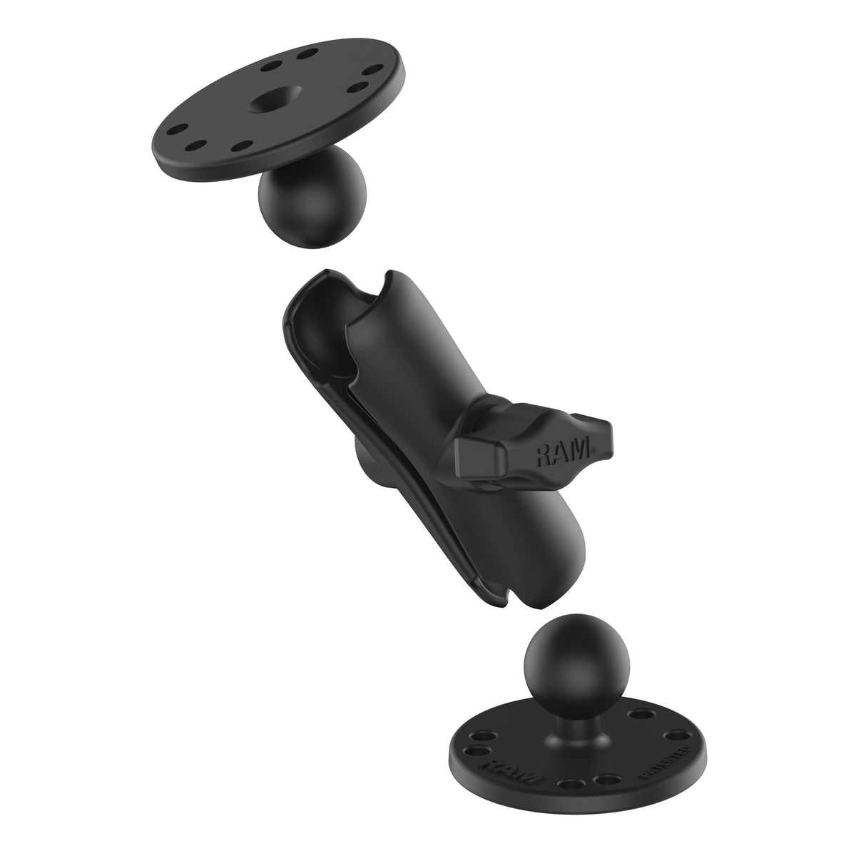 RAM Mounts B-size double ball mount with two round AMPS plates, medium arm (RAM-B-101U) – alternative view