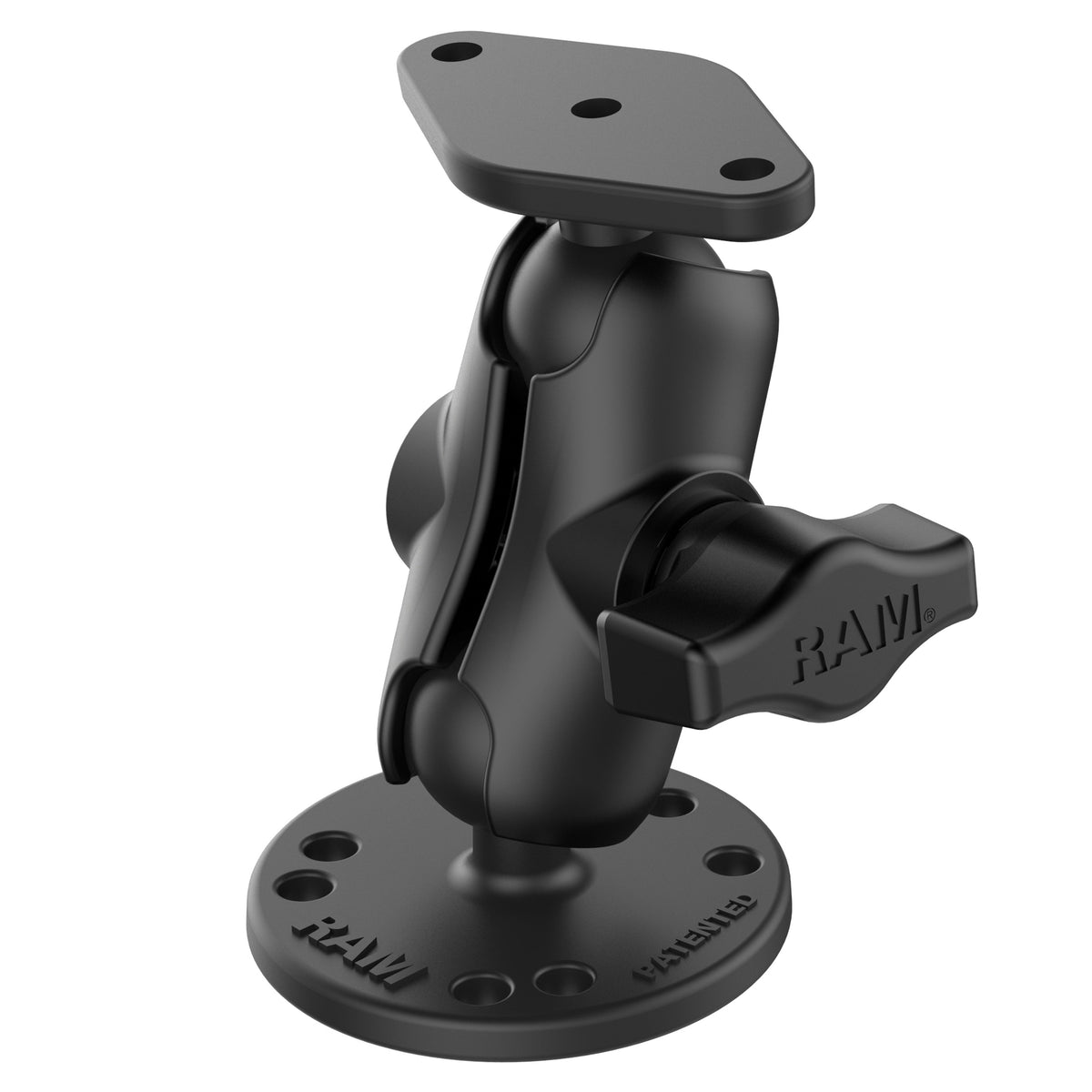 RAM Mounts B-size double ball drill-down mount with diamond plate, short arm (RAM-B-138U-A) – product photo