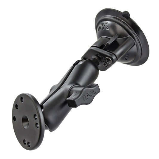 RAM Mounts B-size Twist-Lock suction cup mount with round AMPS plate, medium arm (RAM-B-166-202U) – product photo