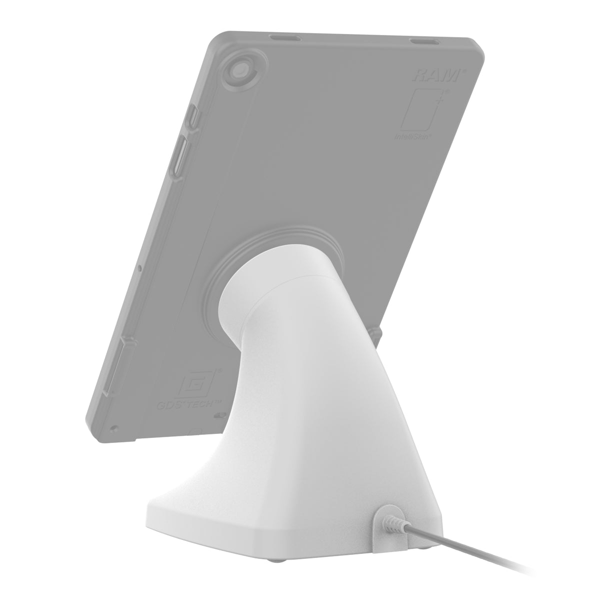 RAM Mounts GDS Uni-Conn magnetic kiosk dock with PoE for IntelliSkin Thin-Case tablets in grey – additional view