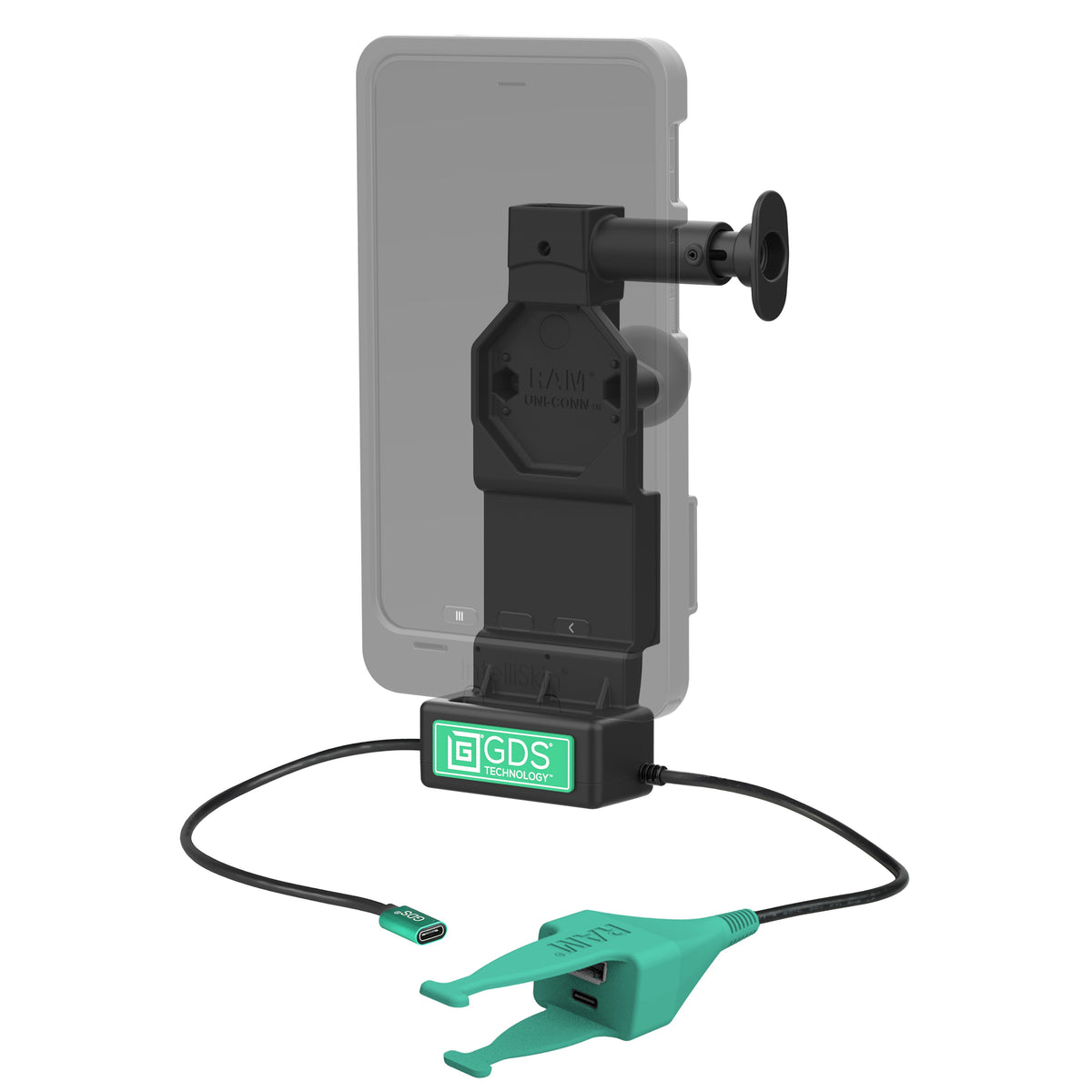 RAM Mounts GDS Uni-Conn tablet dock + USB-A & USB-C with release button – alternative view