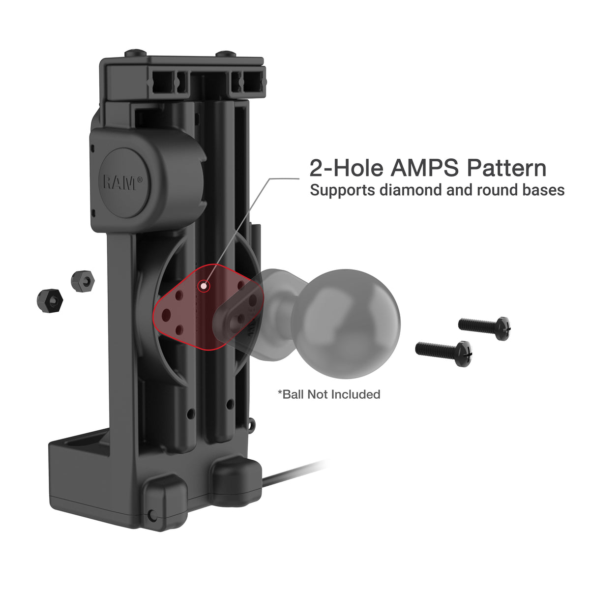 RAM Mounts GDS Uni-Conn spring-loaded tablet dock, heated pins – another angle