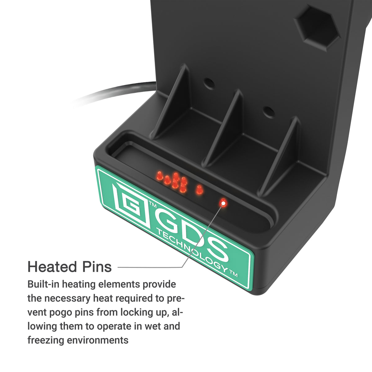 RAM Mounts GDS Uni-Conn locking spring-loaded tablet dock + usb-a, heated pins – further view