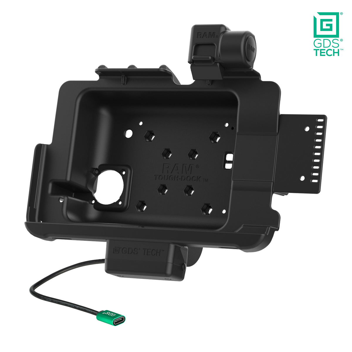 RAM Mounts GDS powered dock with latch for Zebra ET40, ET45 and ET401 10-inch tablets in IntelliSkin – alternative view
