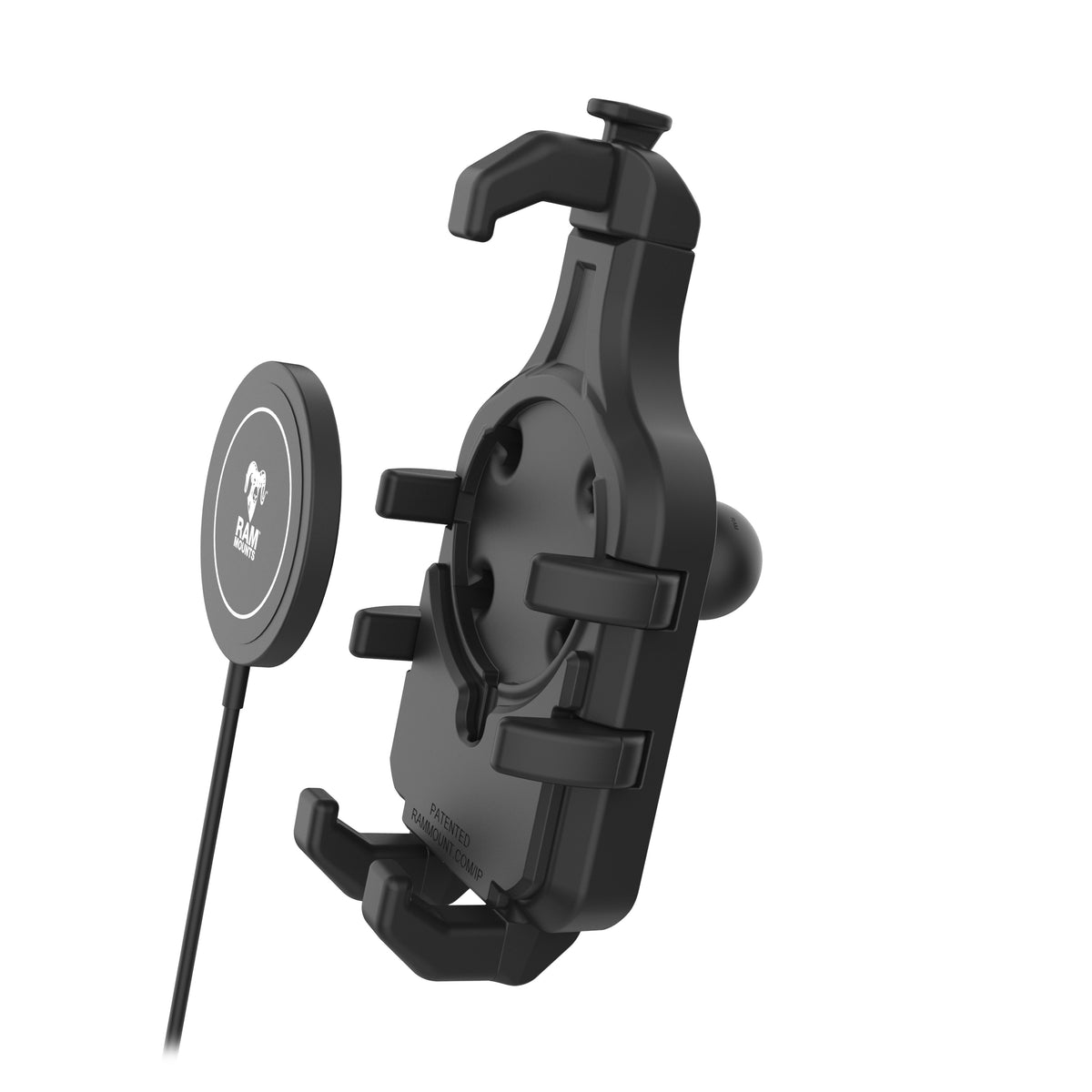 RAM Mounts Quick-Grip Pro phone holder with ball and Qi2 15 W wireless charger – alternative view