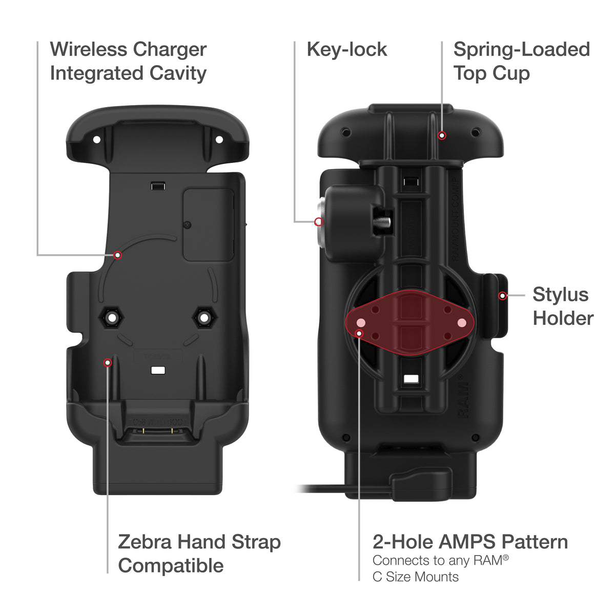 RAM Mounts key-locking Form-Fit powered dock for Zebra TC53 and TC58 – view 5