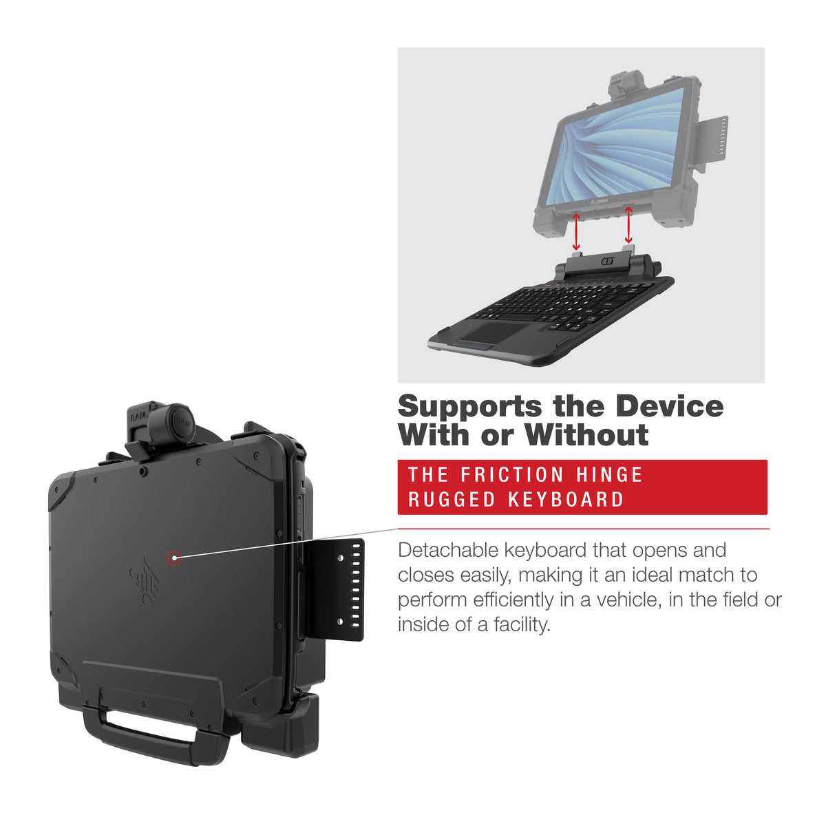 RAM Mounts Form-Fit Holder for Zebra ET80 and ET85 – another angle
