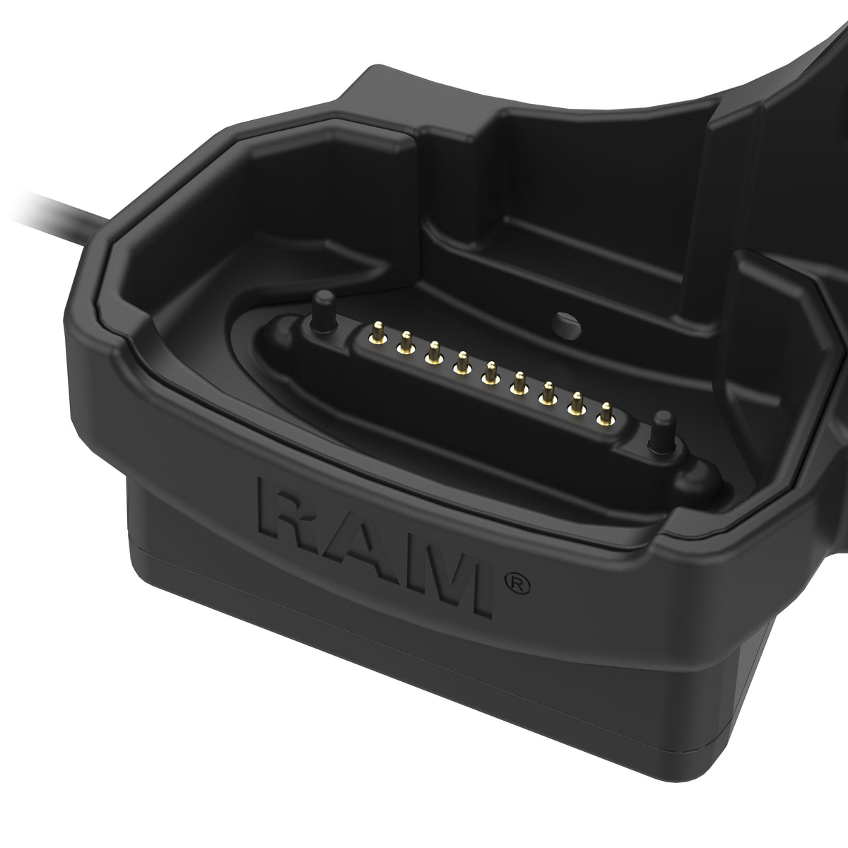 RAM Mounts key-locking powered dock with heated pins for Zebra MC9400 and MC9300 – another angle