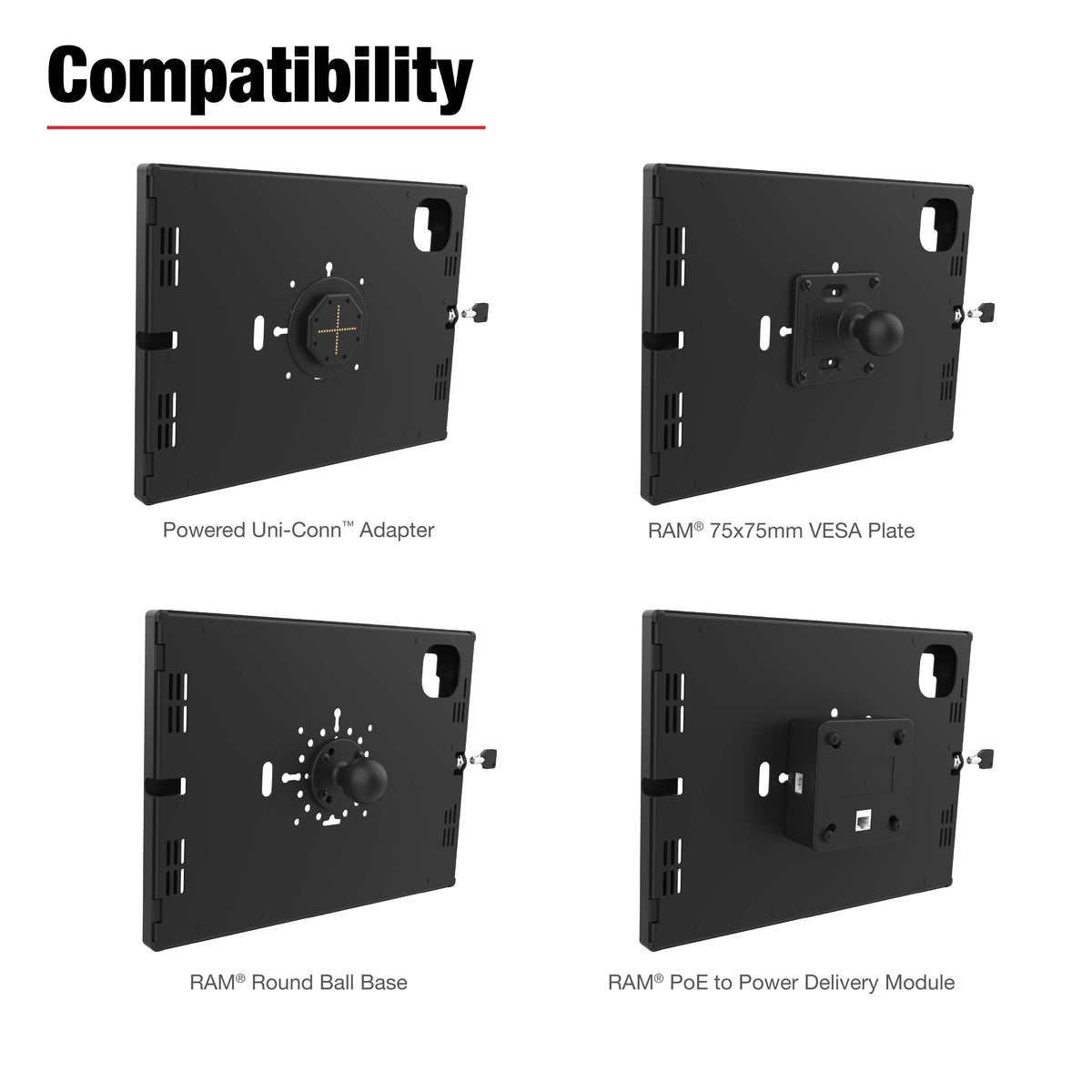 RAM Mounts key-locking Safe-Case, black steel enclosure for Apple iPad Pro 13, Air 13 & Pro 12.9 – another angle