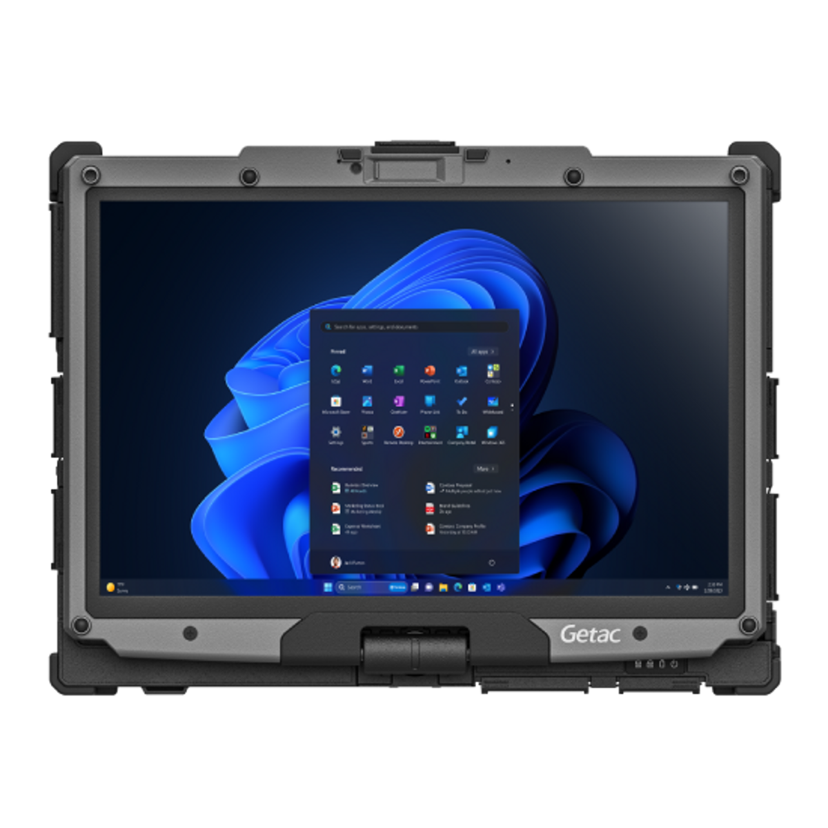Getac V120 VV116YESBDBA in tablet mode with the 12.2-inch touchscreen folded over the keyboard
