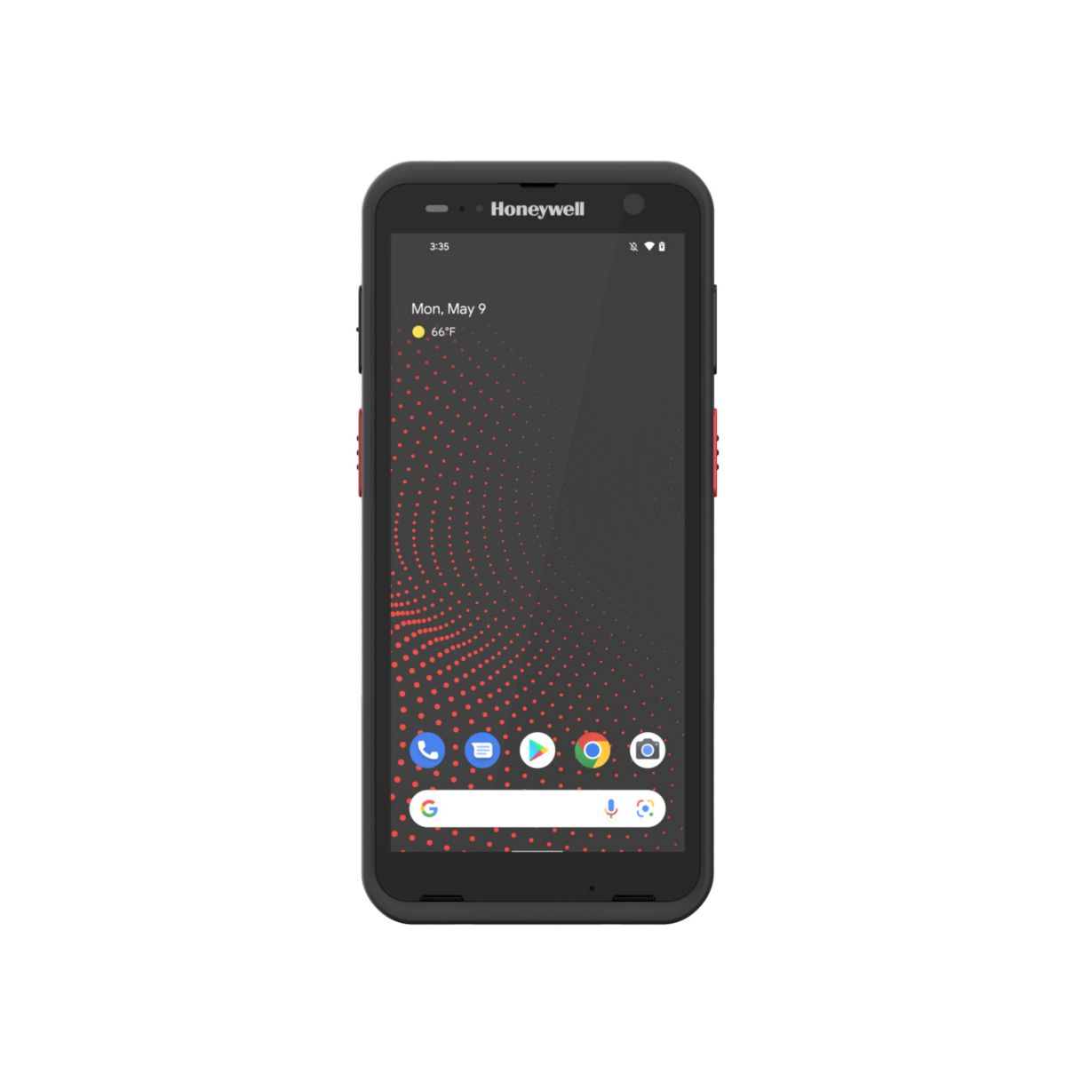 Honeywell CT70 6-inch all-touch Android mobile computer, black, standard range 2D imager, 5G + Wi-Fi, wireless-charging battery (CT70-X1N-057CW104G) – front view