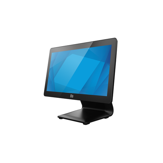 Elo I-Series 3 with Intel 15.6-inch touch computer E706031, left angled view with POS stand