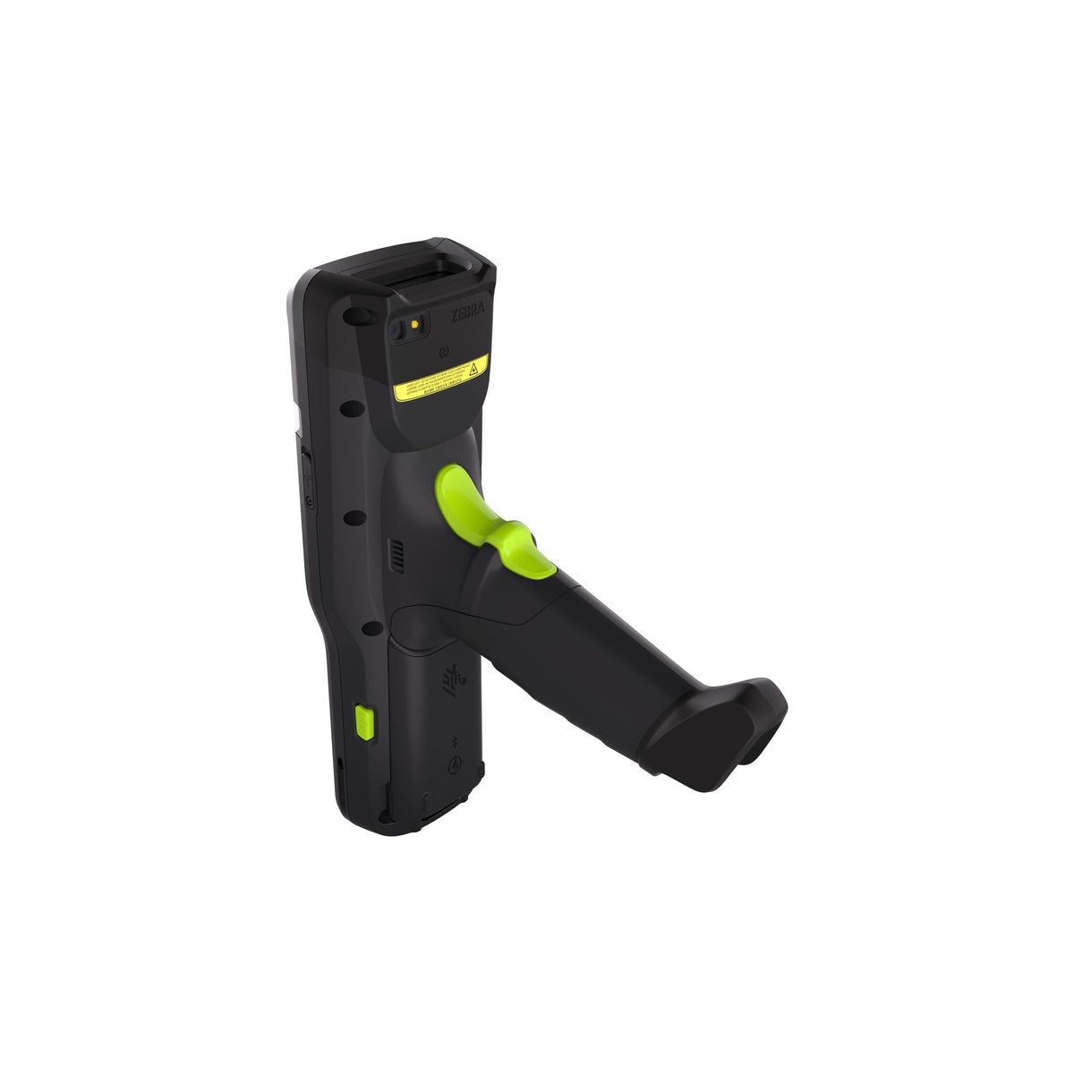 Zebra MC3400 rugged keypad mobile computer, pistol grip, 47-key alphanumeric keypad (MC3401-0G1R64SS-A6) – back view with pistol grip