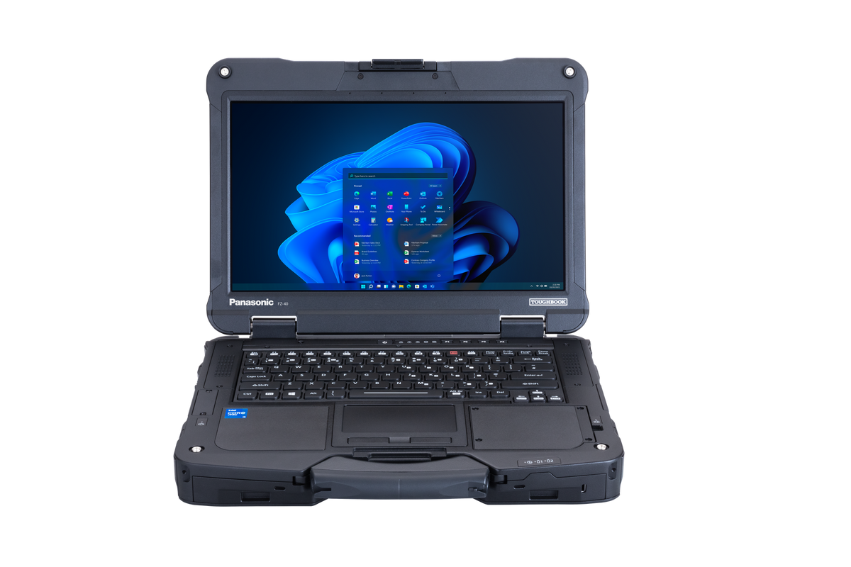 Panasonic TOUGHBOOK 40 mk2 rugged 14-inch laptop (Nordic keyboard, 4G), open front view with Full HD touchscreen