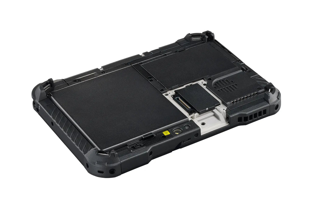 Panasonic TOUGHBOOK G2 mk3 (Wi-Fi, micro-SD reader, fingerprint reader, Swiss plug) rear view showing the modular expansion bay