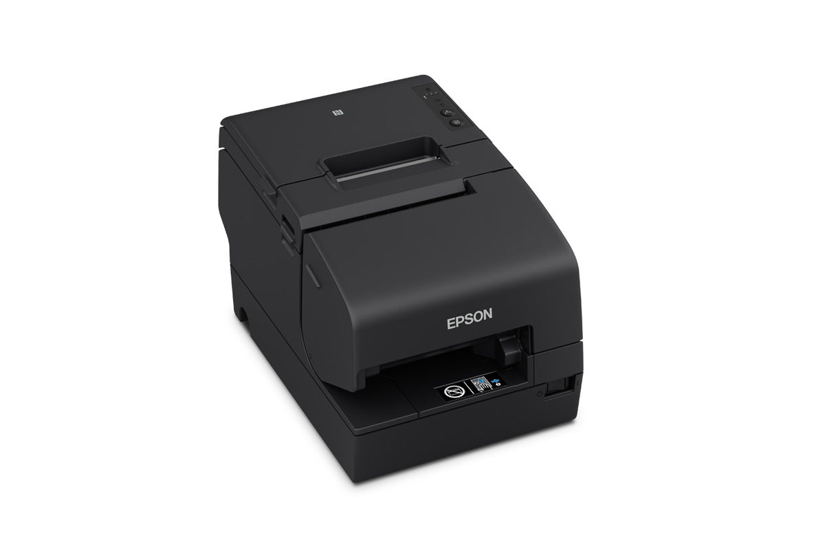 Epson TM-H6000VI hybrid multifunction POS receipt printer with MICR, black, serial (C31CL25112) – 3/4 view