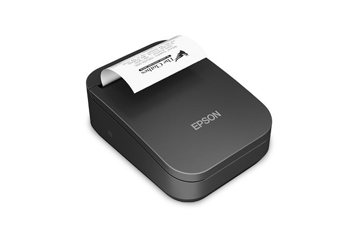 Epson TM-P80II 3-inch mobile receipt printer, Bluetooth, USB-C, black (C31CK00101) – right 3/4 view with receipt