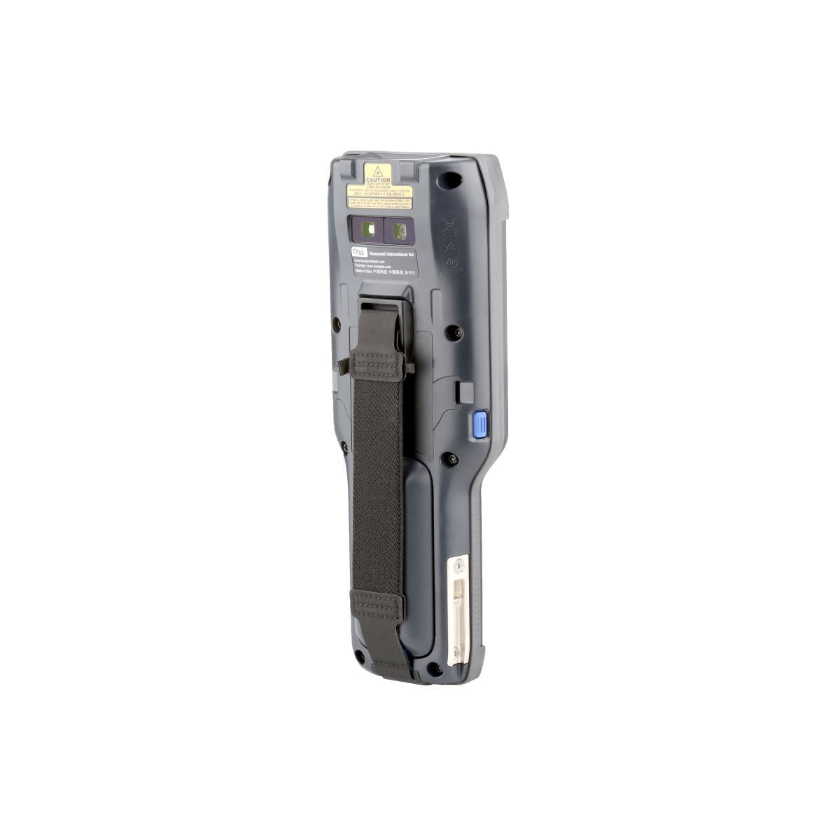 Honeywell CK65 rugged Android mobile computer, 38-key numeric-function keypad, standard range 2D imager, Wi-Fi only (CK65-L0N-DSC210E) – back view with hand strap