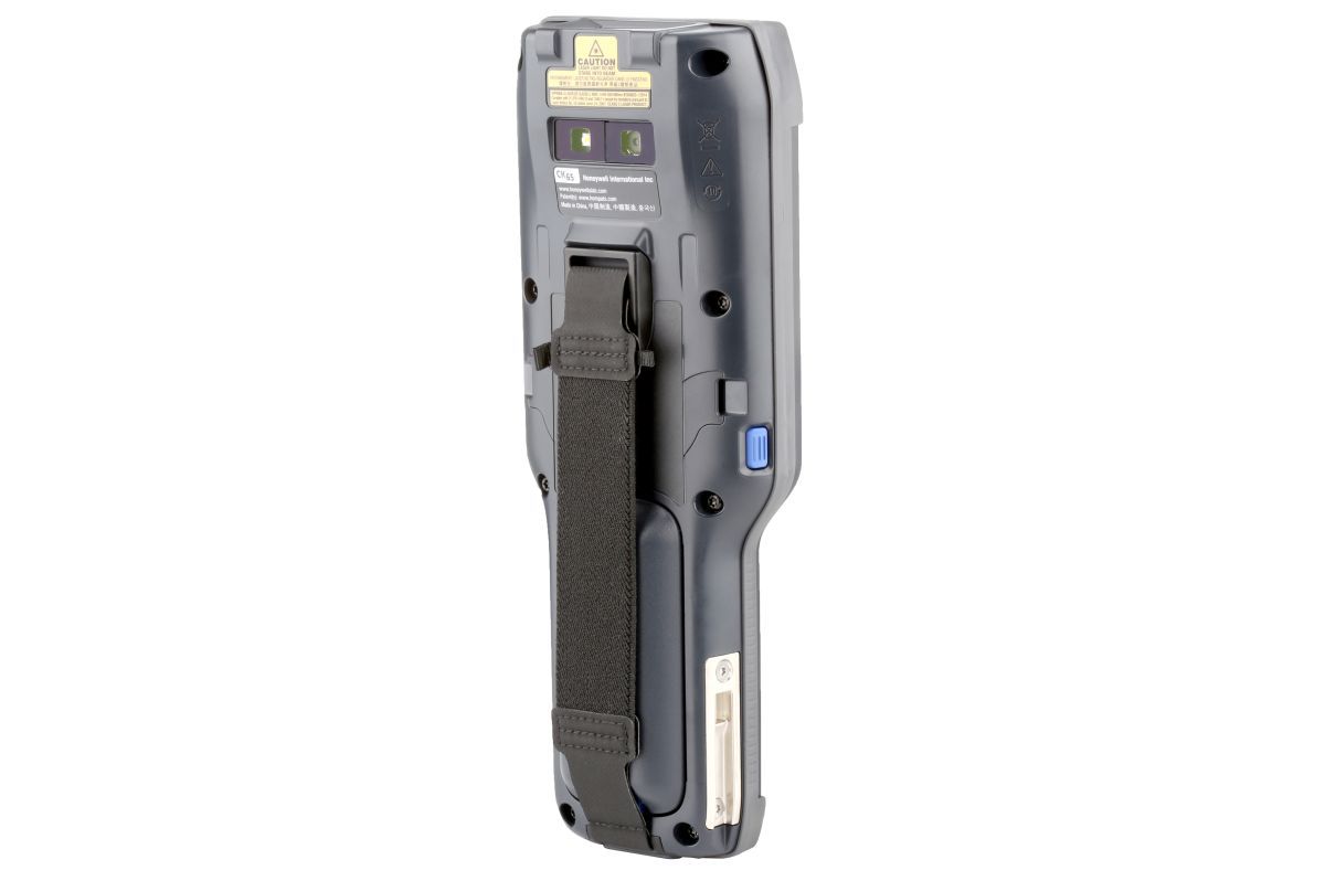 Honeywell CK65 rugged Android mobile computer, 51-key alphanumeric keypad, EX20 2D imager, Wi-Fi only (CK65-L0N-BMC110E) – back view with hand strap