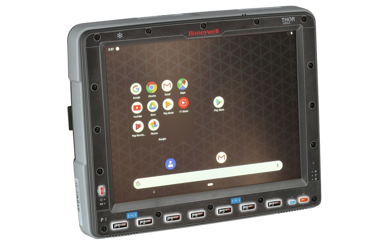 Honeywell Thor VM3A 12.1" Android vehicle-mount computer, outdoor, resistive touch (VM3A-L0N-1B3A20E) – angled view