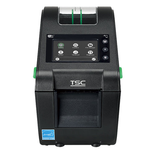 TSC DH220LT 2-inch direct thermal desktop label printer, 203 dpi, touch display, cutter, Wi-Fi + Bluetooth, black (DH220L-A001-0122) – front view