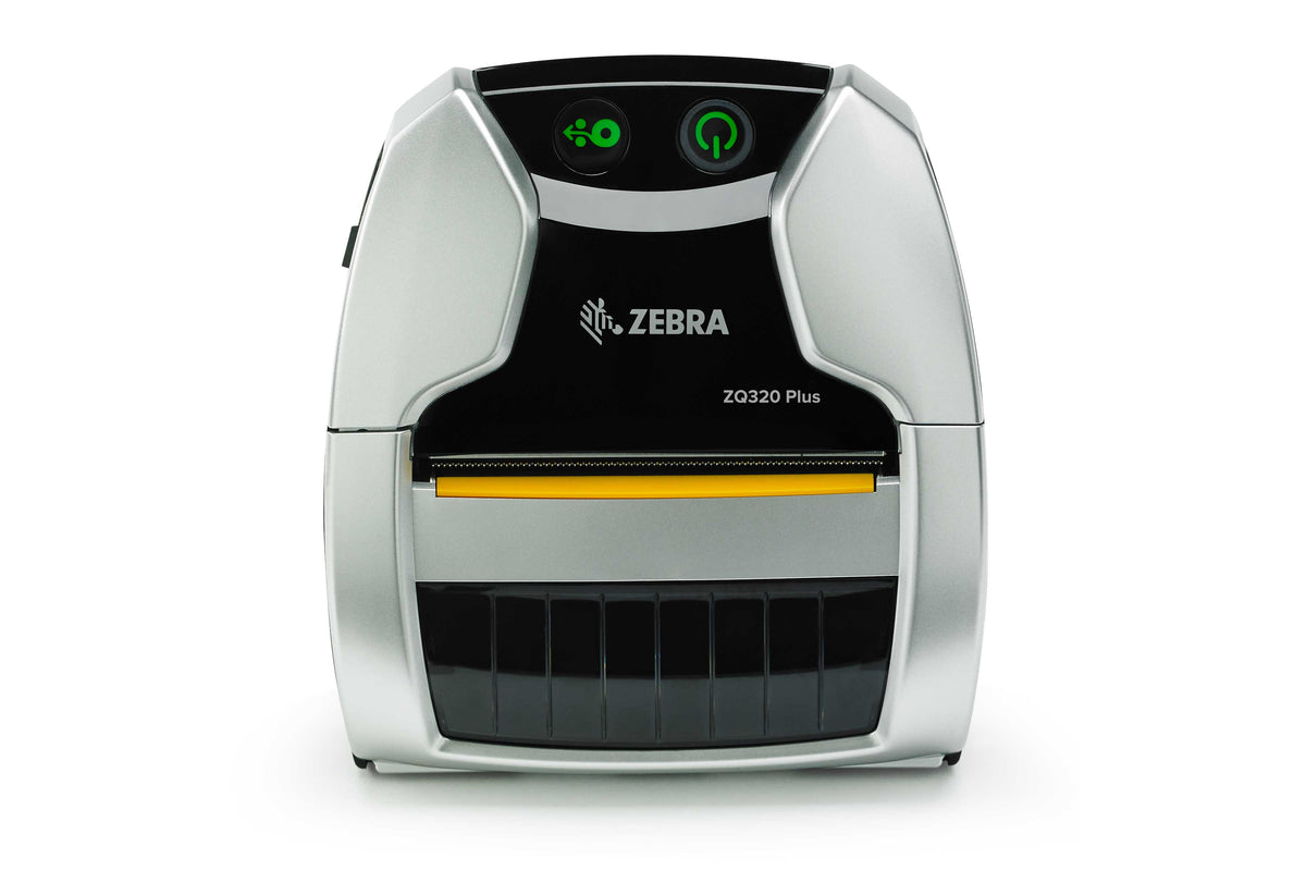 Zebra ZQ320 Plus mobile receipt and label printer, indoor model, Wi-Fi + Bluetooth (ZQ32-A0W03RE-00) – front view
