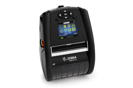 Zebra ZQ620 Plus mobile receipt and label printer, black, Wi-Fi + Bluetooth (ZQ62-AUWAE14-00) – front view