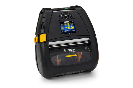 Zebra ZQ630 Plus mobile receipt and label printer, black, Wi-Fi + Bluetooth, linerless (ZQ63-AUW2E14-00) – front 3/4 view