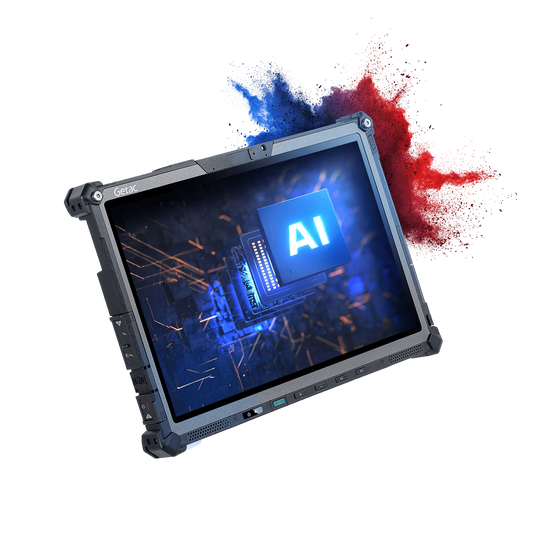 Getac F120 rugged 12-inch AI tablet, Wi-Fi (FW1764WI1DXX) – angled view