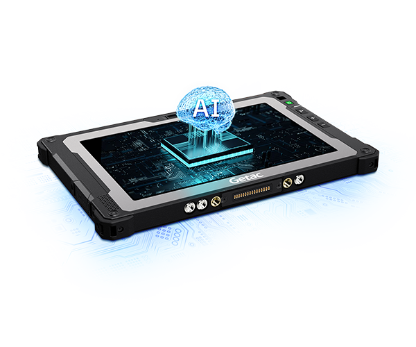 Getac ZX80 8" rugged Android tablet, 2D barcode imager (Z8A7LHGX1EXX) – angled view