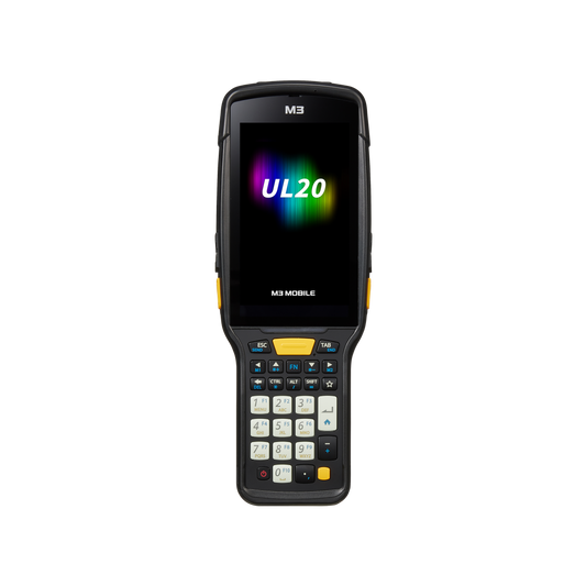 M3 Mobile UL20F (Frozen, cold-storage) rugged Android mobile computer, 28-key numeric keypad, SE5800 long-range 2D imager (U20F0C-QICFRS-HF) – front view